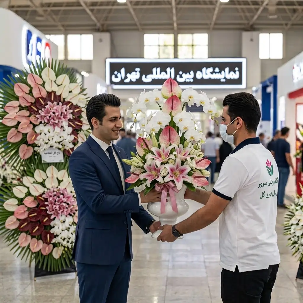 ارسال فوری تاج گل به نمایشگاه بین  المللی تهران | سفارش و تحویل مستقیم در غرفه
