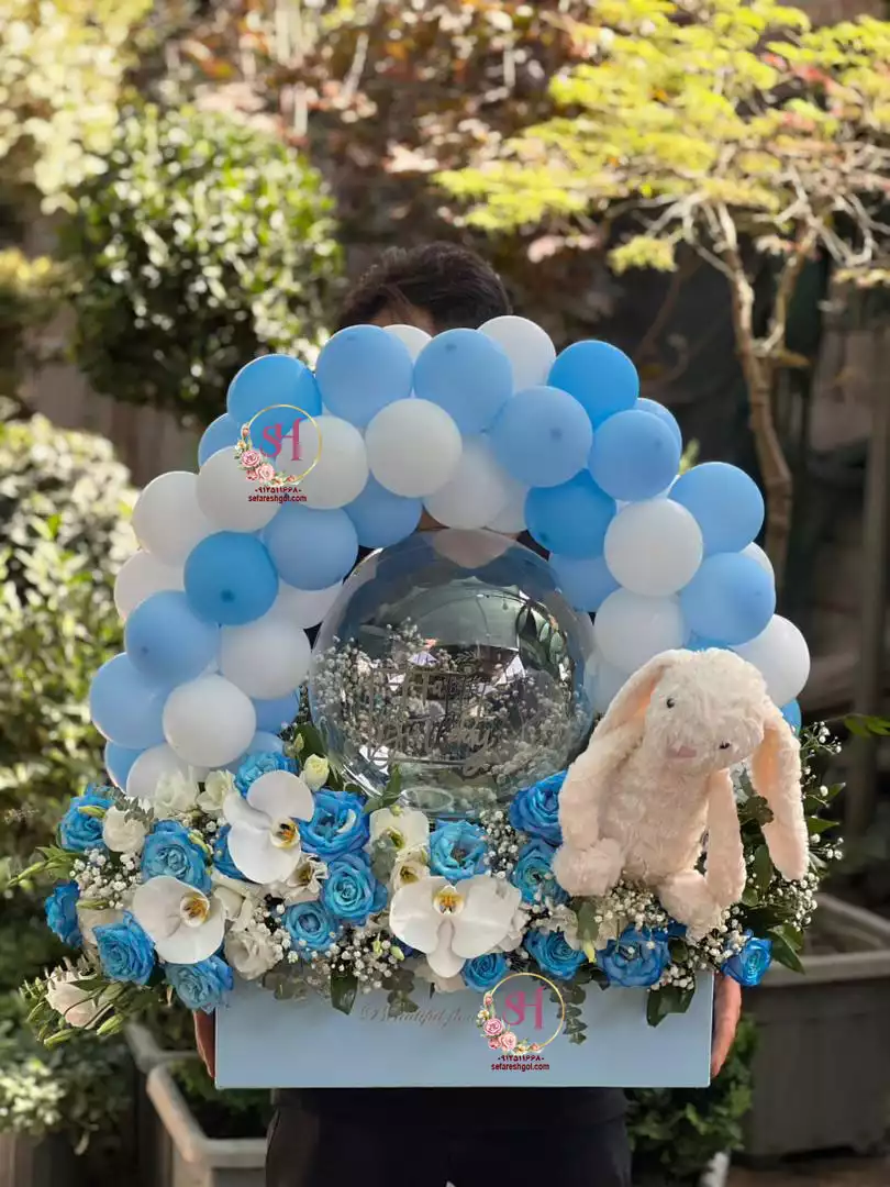 باکس گل و بادکنک نوزاد