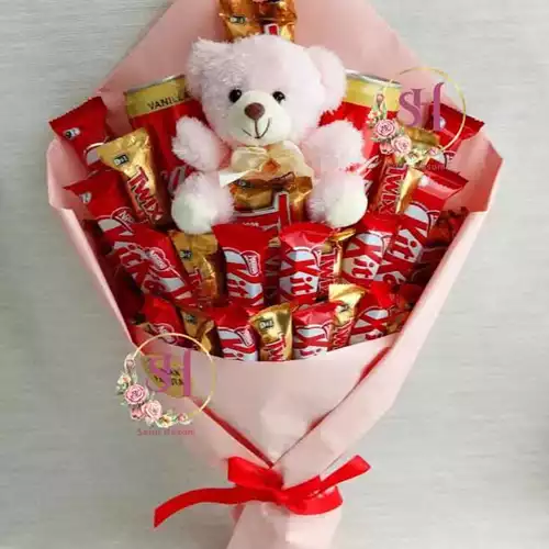 دسته-گل-شکلات-و-عروسک-ولنتاین-387