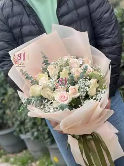 دسته گل تبریک رز هلندی(20 شاخه)