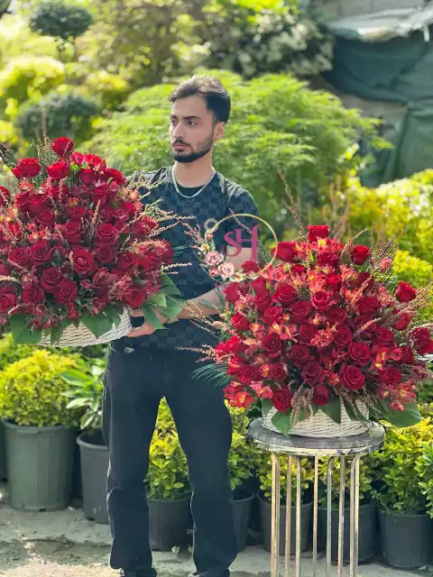 سبدگل رز هلندی قرمز (لاکی)