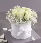 باکس گل مینیمال باکس گل، باکس گل ارزان، باکس گل رز سفید، سفارش گل آنلاین, گل تولد ، گل زایمان همسر باکس گل مینیمال