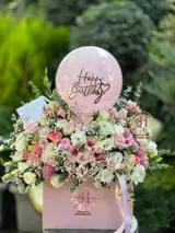 باکس گل و بادکنک سبز