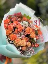 دسته گل تبریک رز مینیاتوری